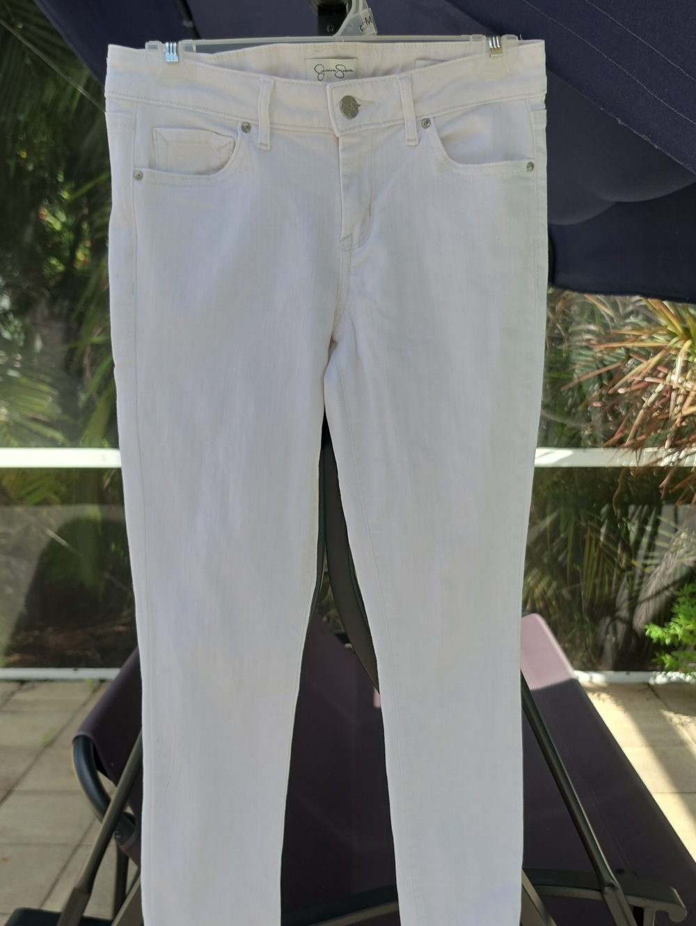 JESSICA SIMPSON White Rolled Crop Skinny Jeans